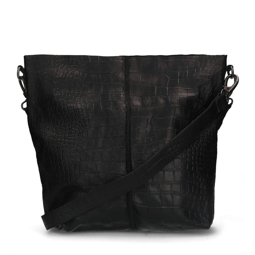 Manfield leren crossbody tas zwart