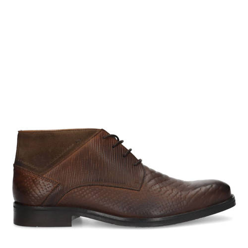 Manfield leren veterschoenen bruin afbeelding