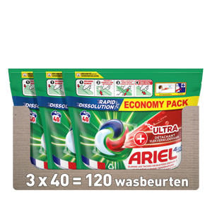 Wehkamp Ariel PODS+ vloeibaar wasmiddelcapsules + Ultra Vlekverwijderaar - 3 x 40 wasbeurten - 120 wasbeurten aanbieding