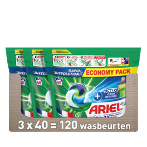Wehkamp Ariel PODS+ vloeibaar wasmiddelcapsules + Actieve Geurbestrijding- 3 x 40 wasbeurten - 120 wasbeurten aanbieding