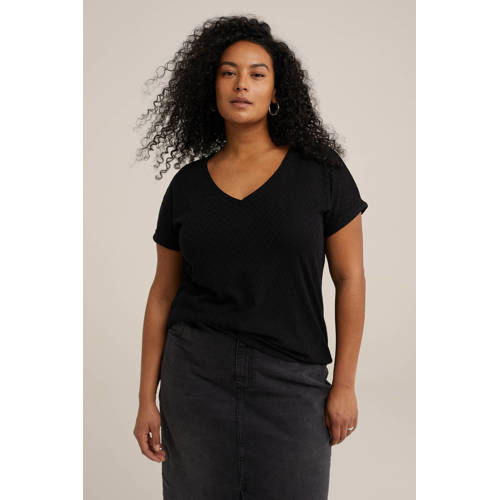 WE Fashion Curve top met textuur zwart afbeelding