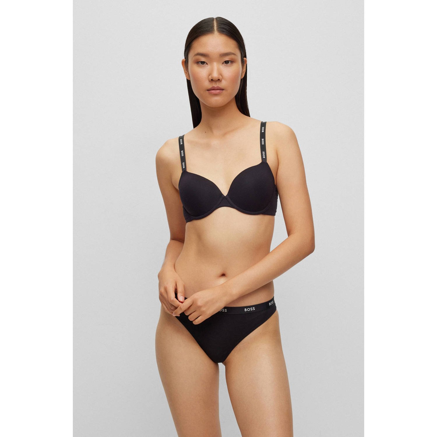 BOSS Beugel-bh UNDERWIRE BRA CI met tekst op de schouderbanden