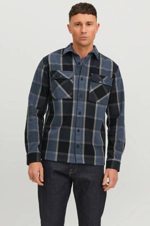 geruit regular fit overshirt RDDBRADY grijs