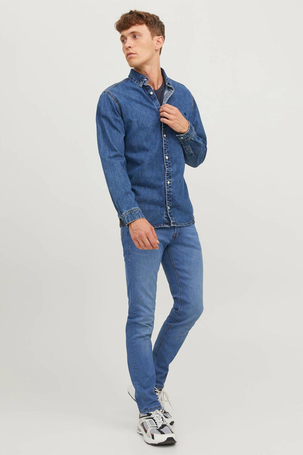 JACK & JONES JEANS INTELLIGENCE slim fit jeans JJIGLENN JJORIGINAL blue denim