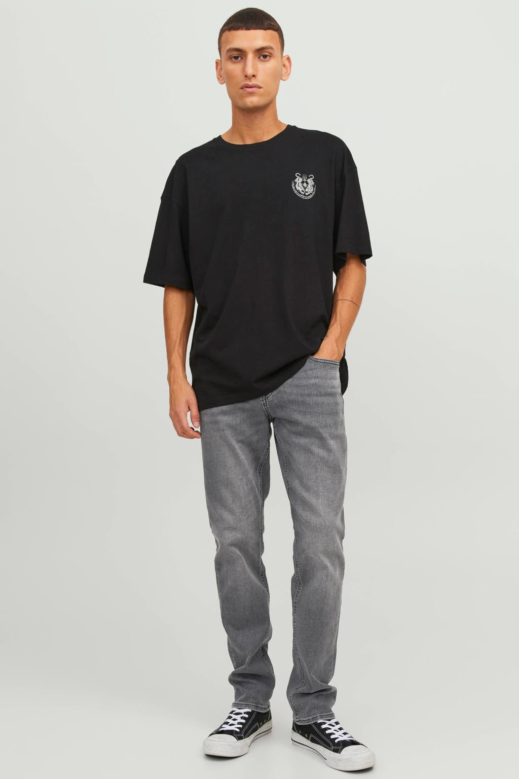 JACK & JONES JEANS INTELLIGENCE slim fit jeans JJIGLENN black denim