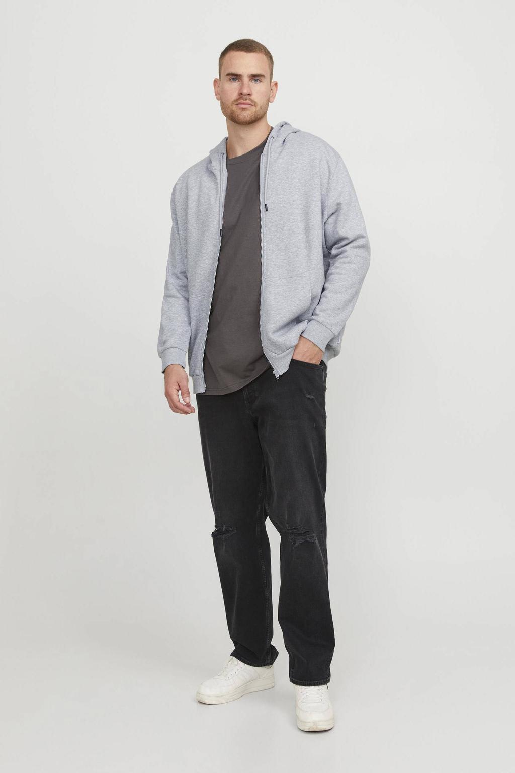 JACK & JONES PLUS SIZE gemêleerd sweatvest JJEBRADLEY Plus Size grijs