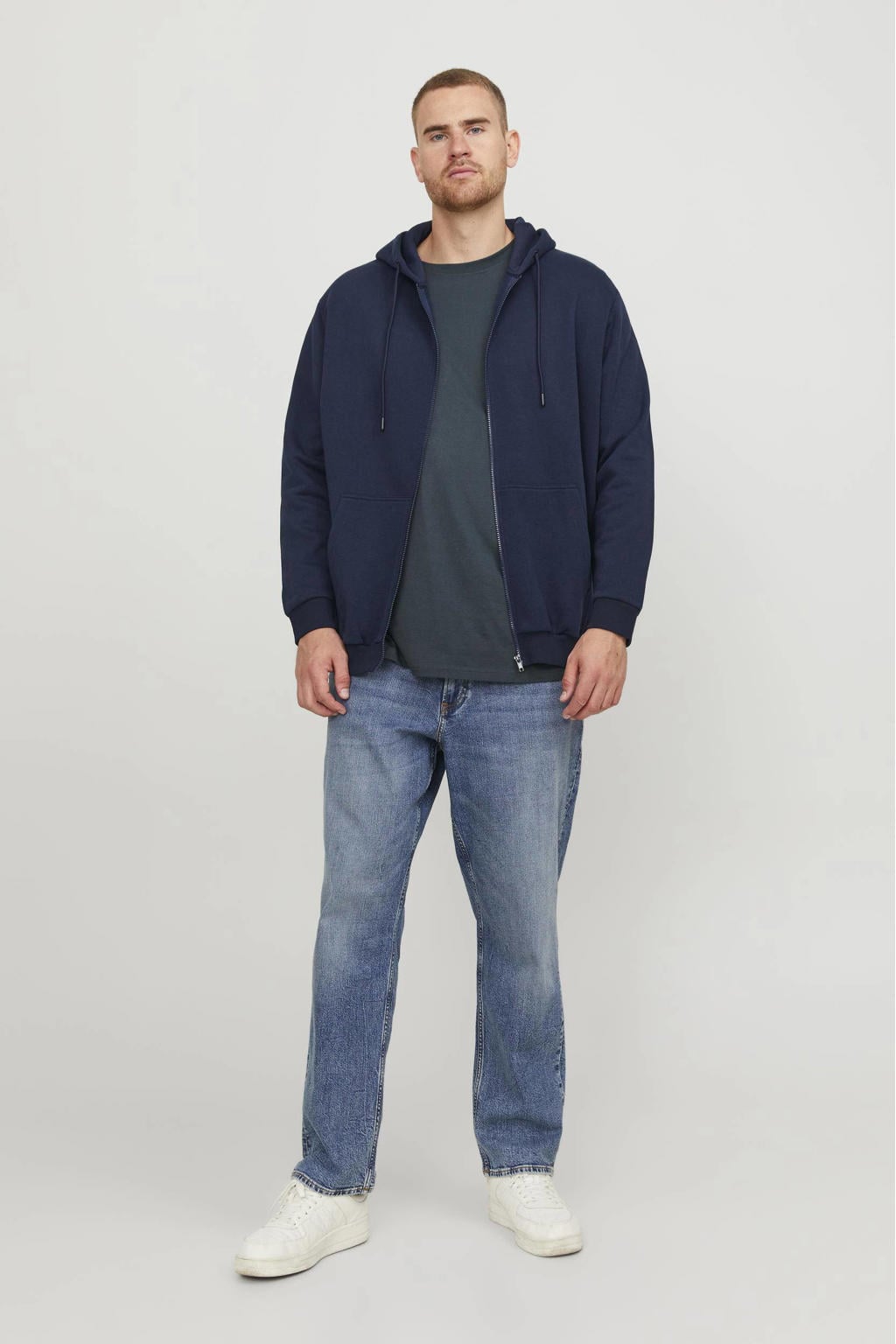JACK & JONES PLUS SIZE sweatvest JJEBRADLEY Plus Size donkerblauw