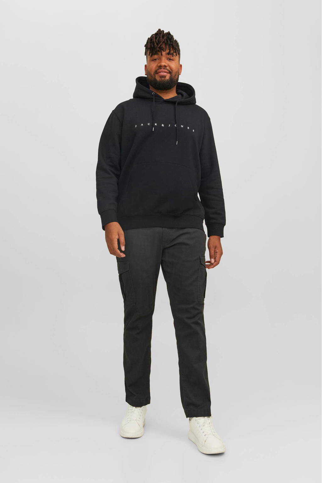 JACK & JONES PLUS SIZE hoodie Plus Size met logo zwart