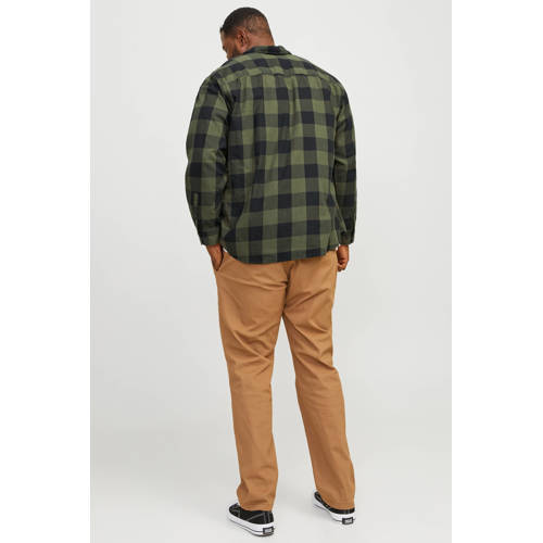 JACK & JONES PLUS SIZE casual overhemd olijfgroen afbeelding
