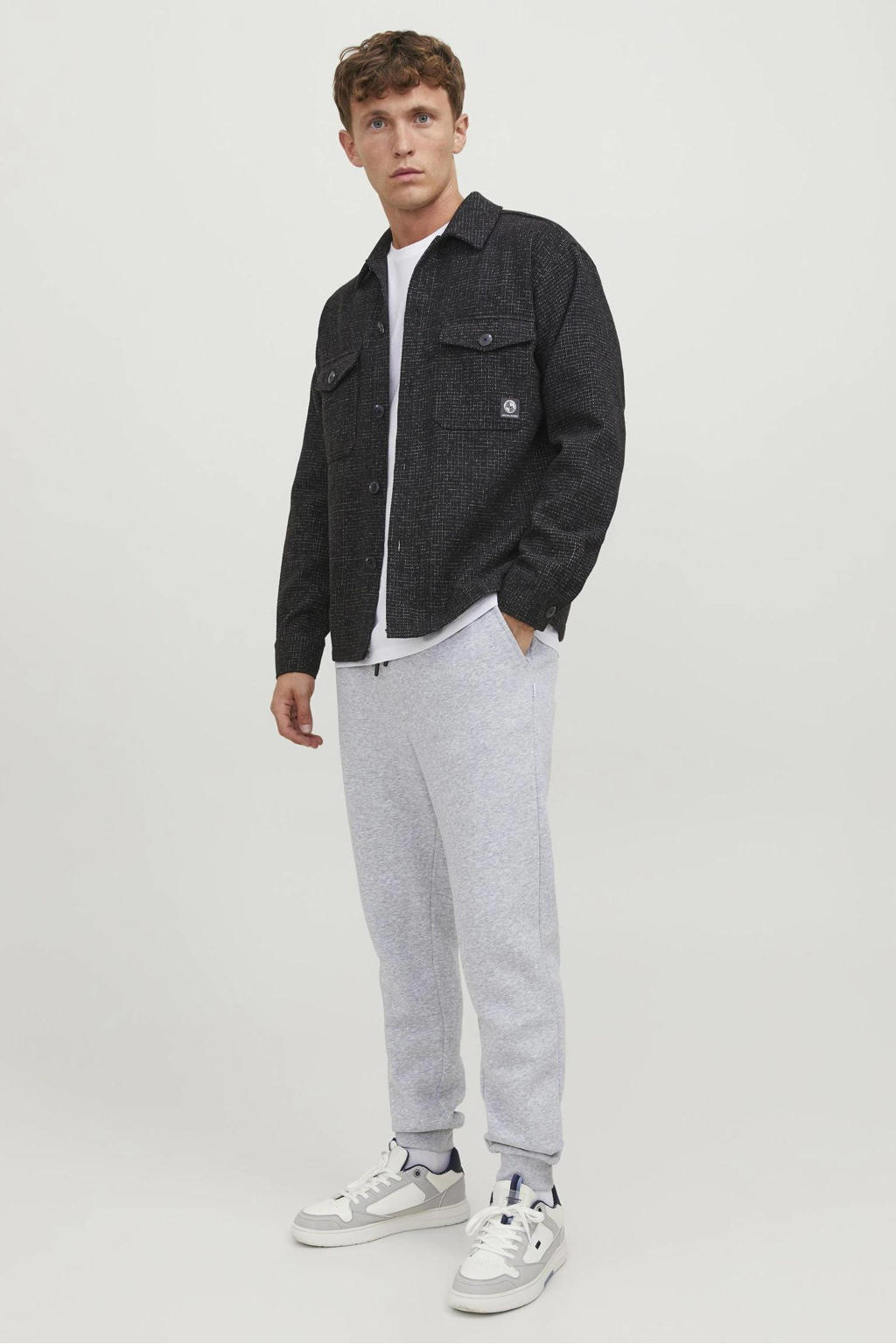 JACK & JONES PANTS STUDIO regular fit joggingbroek JPSTGORDON JJBRADLEY light grey melange