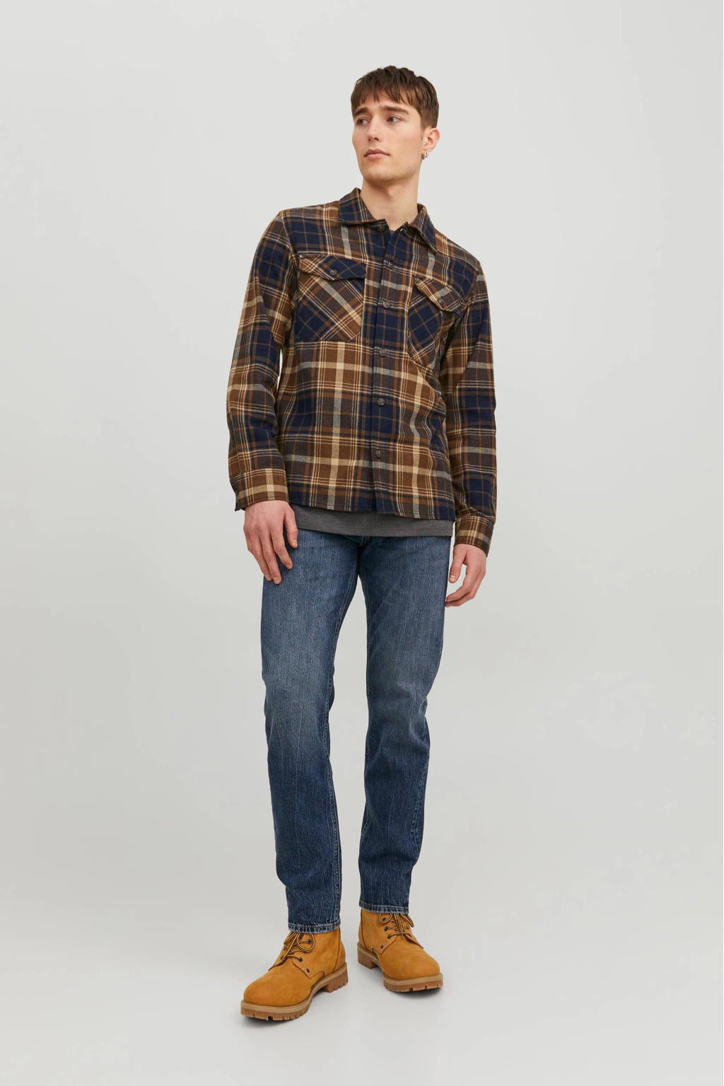 JACK & JONES JEANS INTELLIGENCE tapered fit jeans JJIMIKE JJORIGINAL SBD 551 medium blue