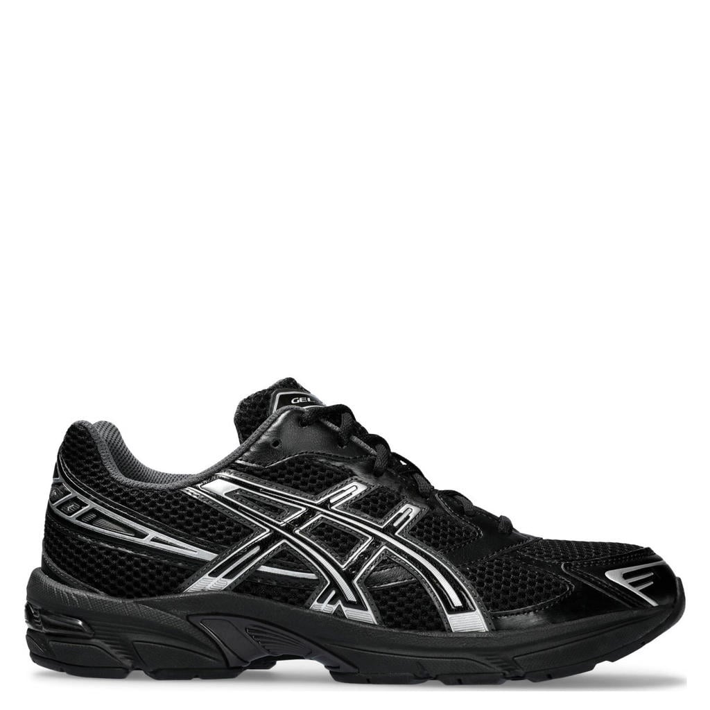 Zwart en zilverkleurige heren ASICS Gel-1130 sneakers van mesh met pu met veters