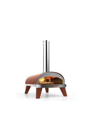 Pizza Oven Piana - Houtgestookt - met Thermometer - Terracotta - voor ø 30 cm pizza's - Roterende pizzasteen