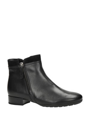 comfort leren enkellaarzen zwart