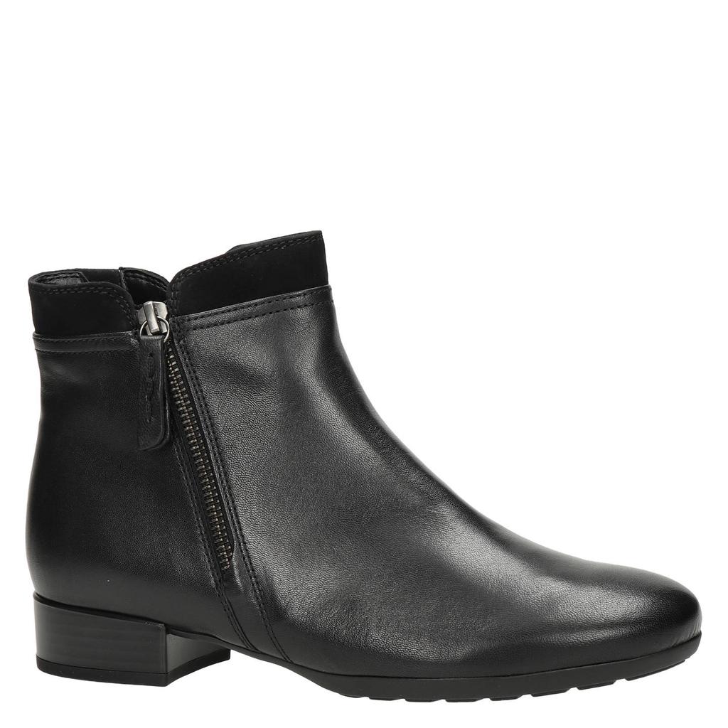 Zwarte dames Gabor comfort leren enkellaarzen met ritssluiting