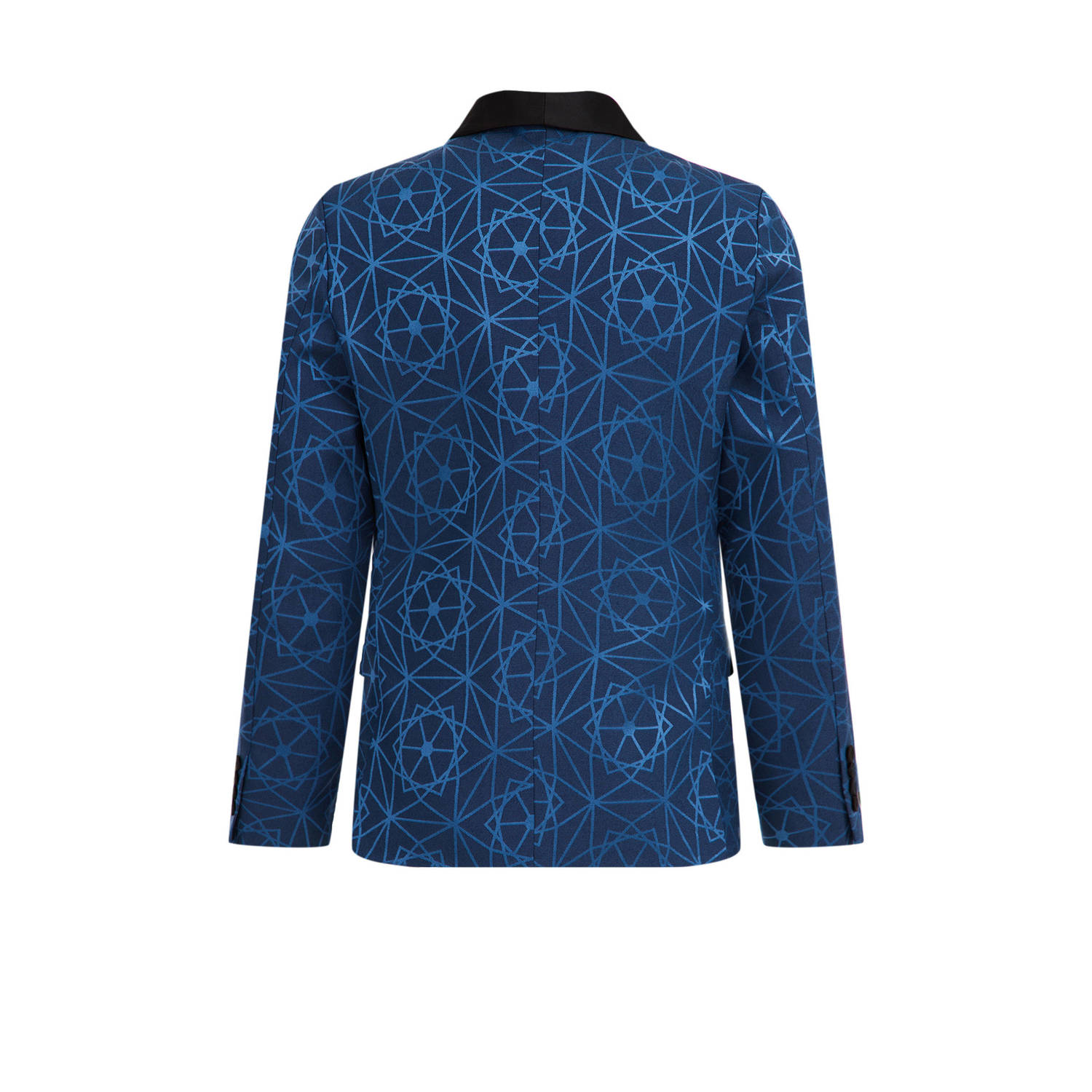 WE Fashion colbert met all over print blauw zwart