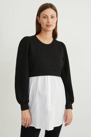 zwangerschapssweater zwart/wit
