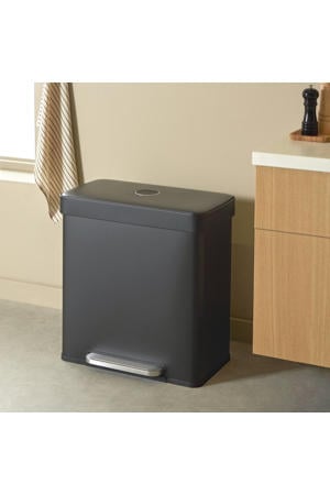 prullenbak - afvalscheiding - (30L + 30L) - mat zwart