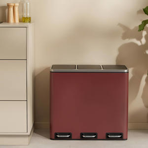prullenbak - afvalscheiding - (18L+18L+18L) - mat rood
