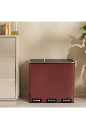 prullenbak - afvalscheiding - (18L+18L+18L) - mat rood
