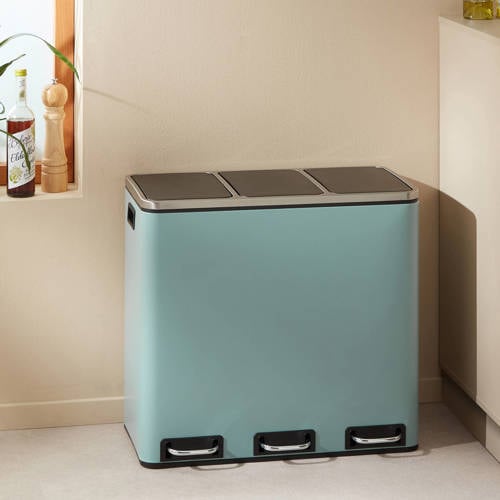 Wehkamp NOUS Living prullenbak - afvalscheiding - (18L+18L+18L) - mat blauw aanbieding