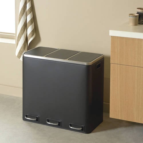 NOUS Living prullenbak - afvalscheiding - (18L+18L+18L) - mat zwart afbeelding