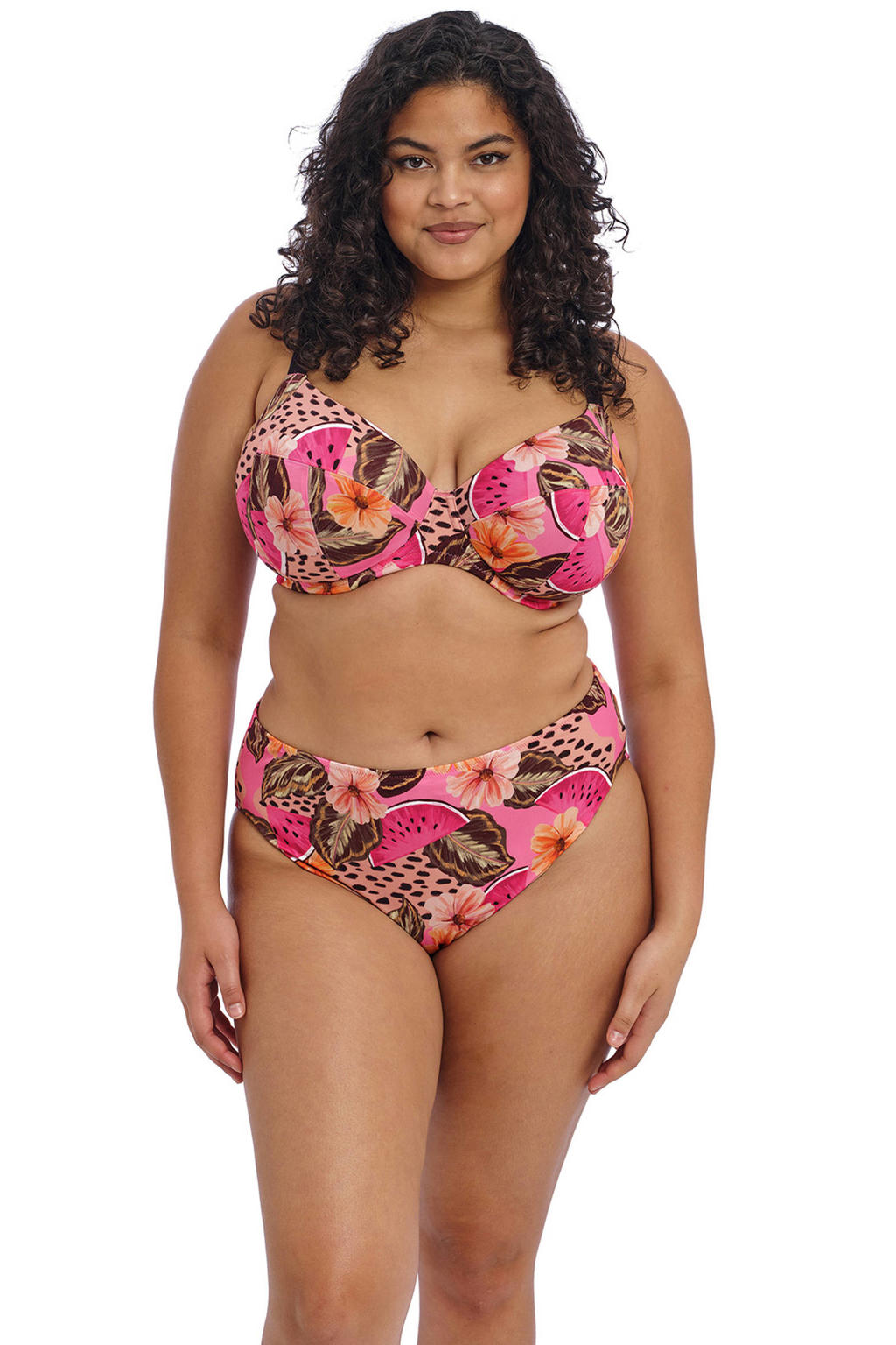 Elomi niet-voorgevormde beugel bikinitop Cabana Nights roze/oranje/bruin