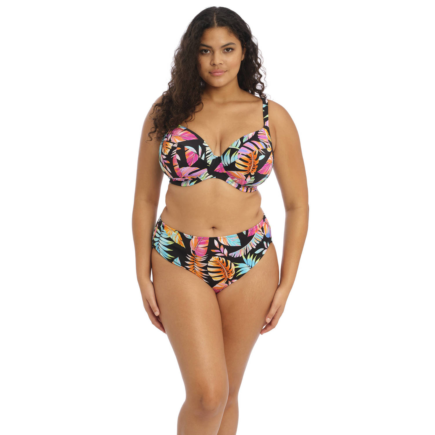 Elomi bikinibroekje Tropical Falls zwart roze oranje