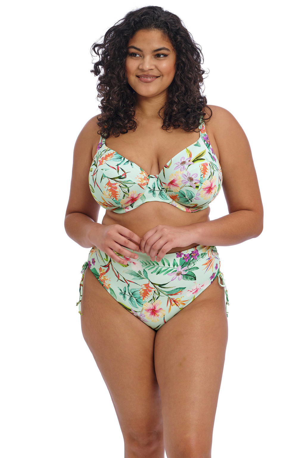 Elomi high waist bikinibroekje Sunshine Cove lichtblauw/multi
