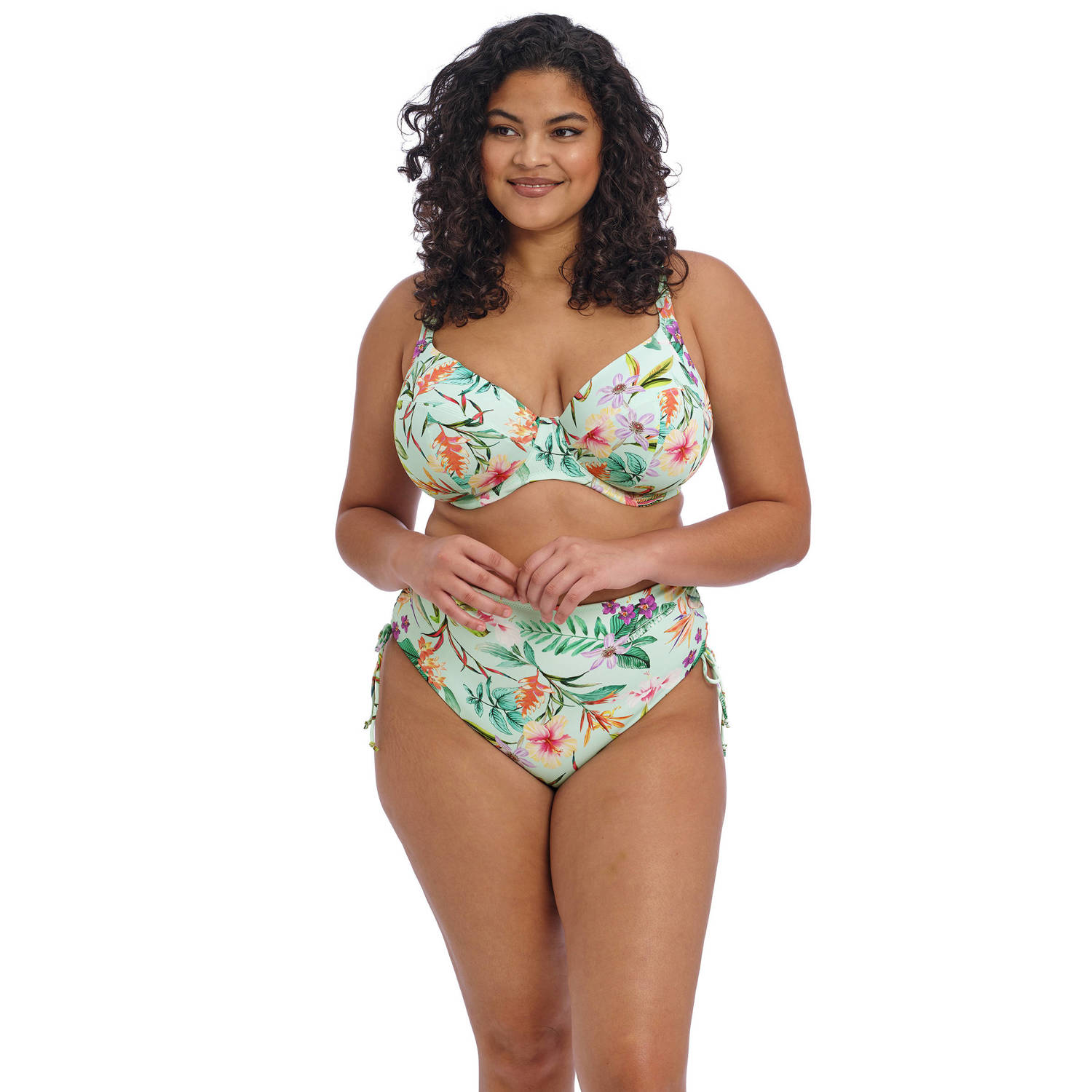 Elomi high waist bikinibroekje Sunshine Cove lichtblauw multi