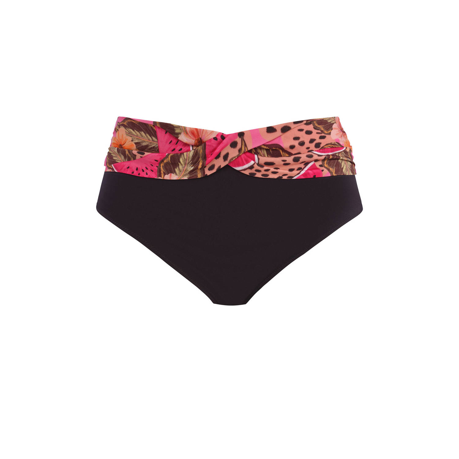 Elomi +size high waist bikinibroekje Cabana Nights zwart roze