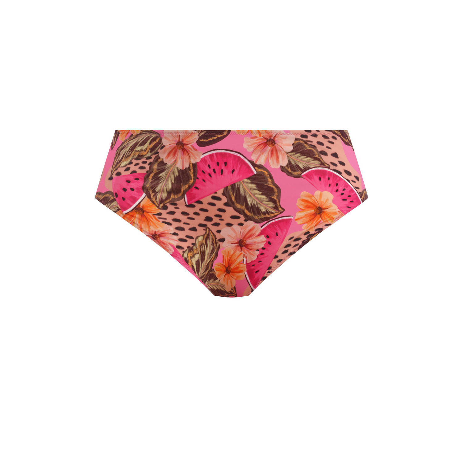 Elomi +size bikinibroekje Cabana Nights roze oranje bruin