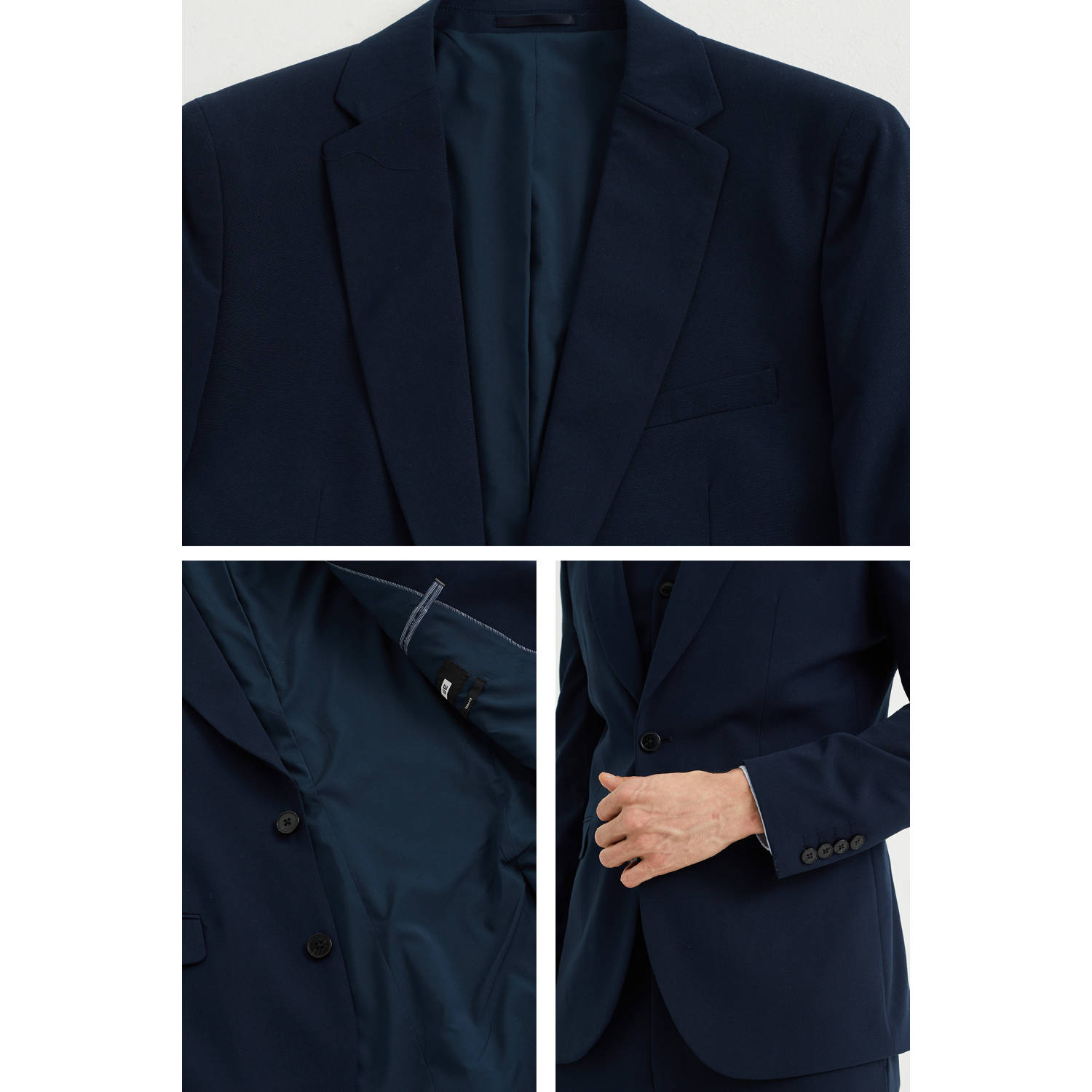 WE Fashion slim fit pak donkerblauw