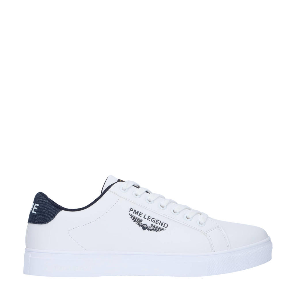 Witte heren PME Legend Carior sneakers van imitatieleer met veters en logo