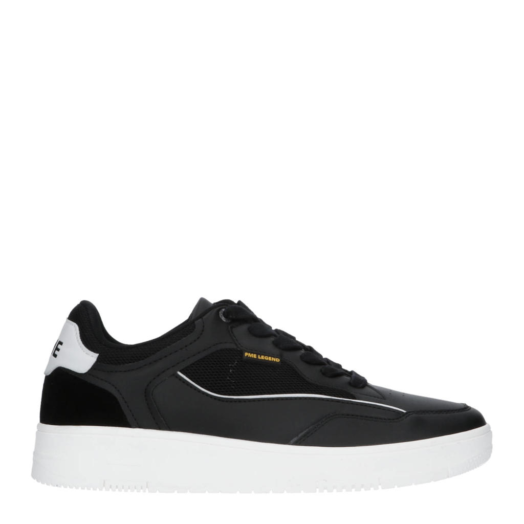 Zwarte heren PME Legend leren sneakers van leer/mesh/suède met veters en logo