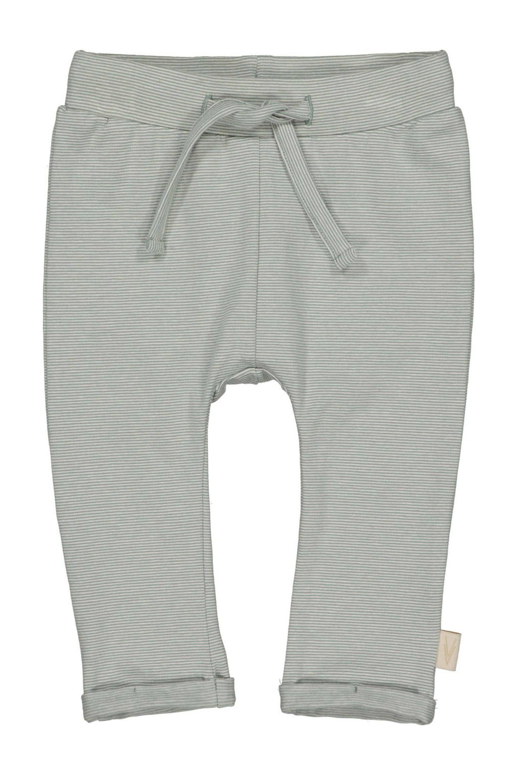 Groene jongens LEVV baby gestreepte regular fit broek van katoen met elastische tailleband met koord