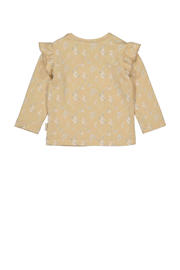 thumbnail: Gele meisjes LEVV baby gebloemde longsleeve van katoen met lange mouwen, ronde hals, drukknoopsluiting en ruches