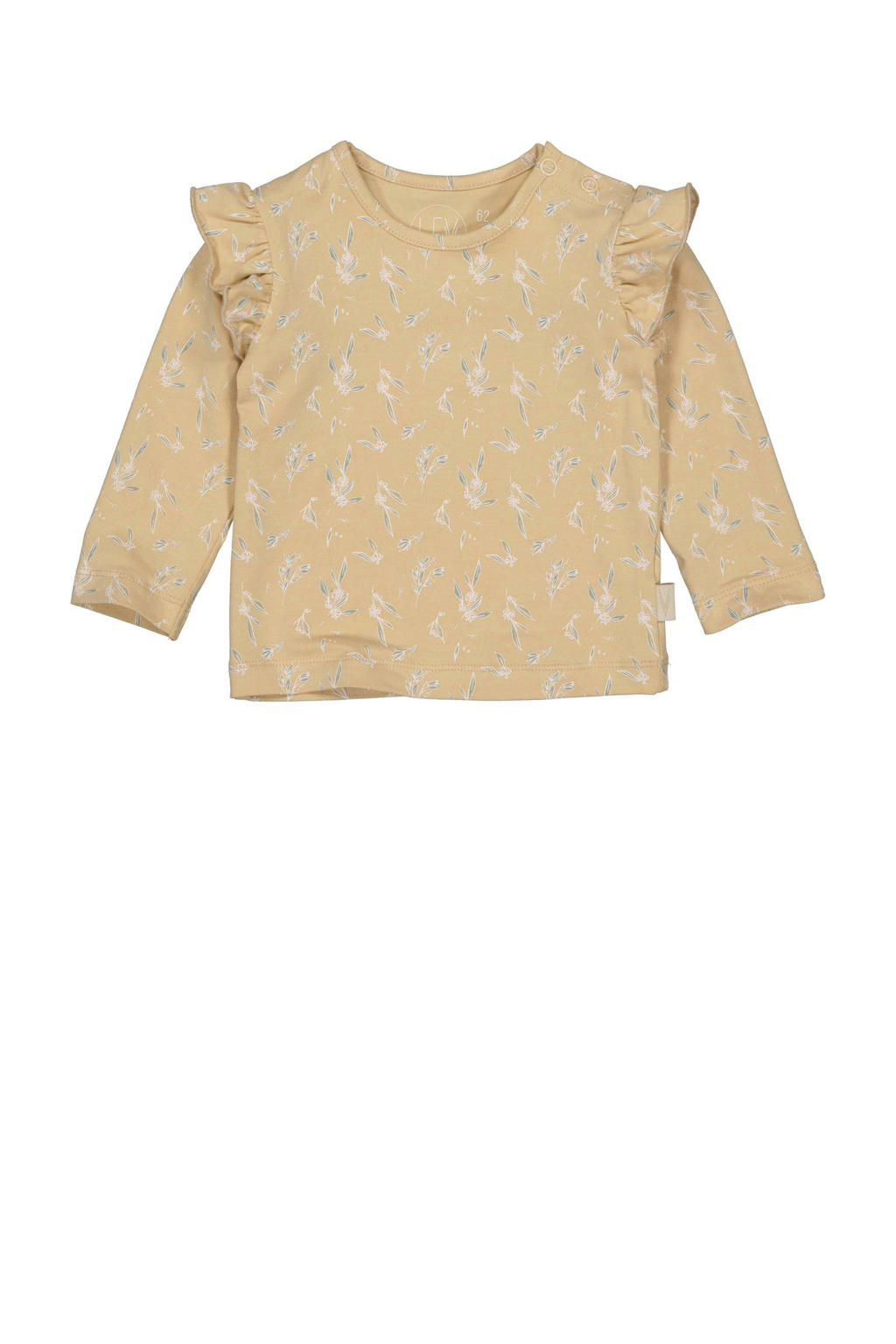 LEVV baby gebloemde longsleeve LNINANOS van katoen geelgroen