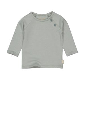 baby gestreepte longsleeve LNERONOS van katoen zachtgroen