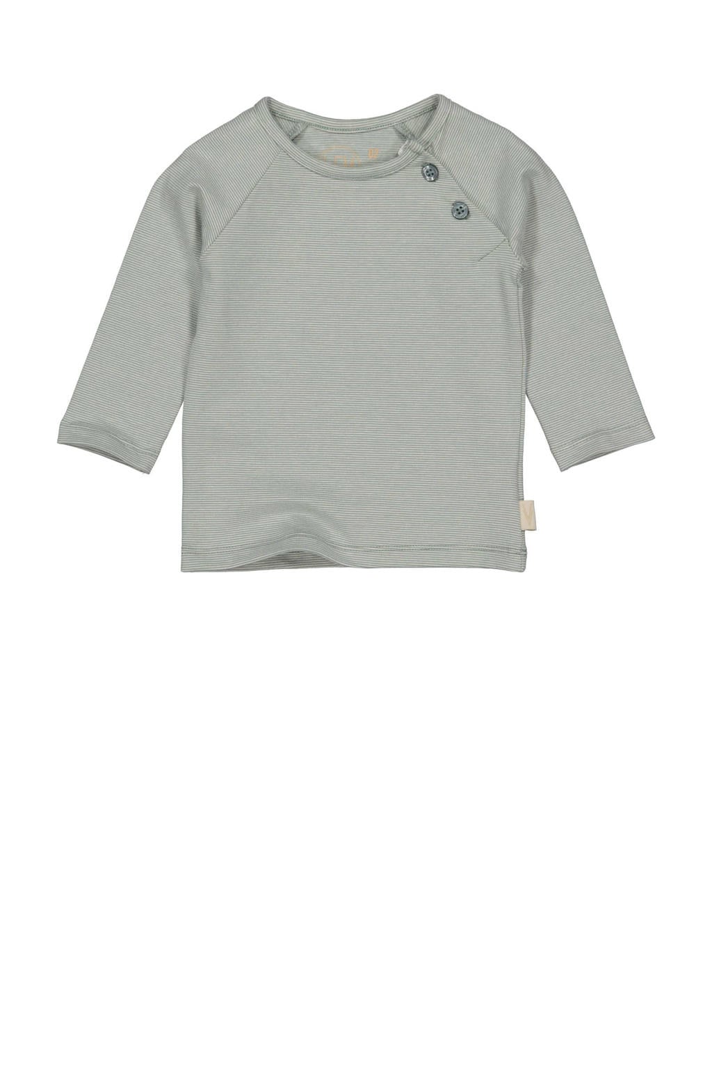 Groene jongens LEVV baby gestreepte longsleeve van katoen met lange mouwen, ronde hals en drukknoopsluiting