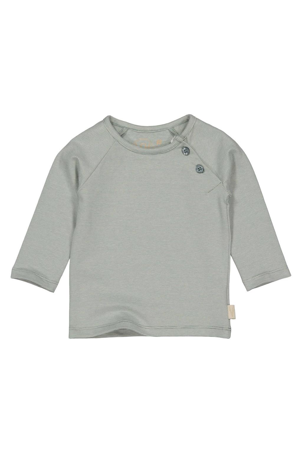 Groene jongens LEVV gestreepte longsleeve van katoen met lange mouwen, ronde hals en drukknoopsluiting