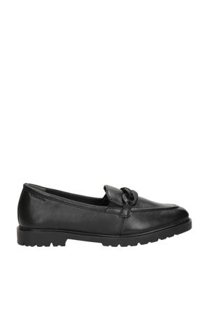 leren loafers met ketting zwart
