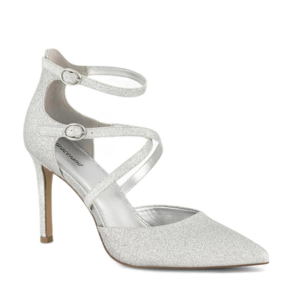Graceland pumps met glitters zilver | wehkamp