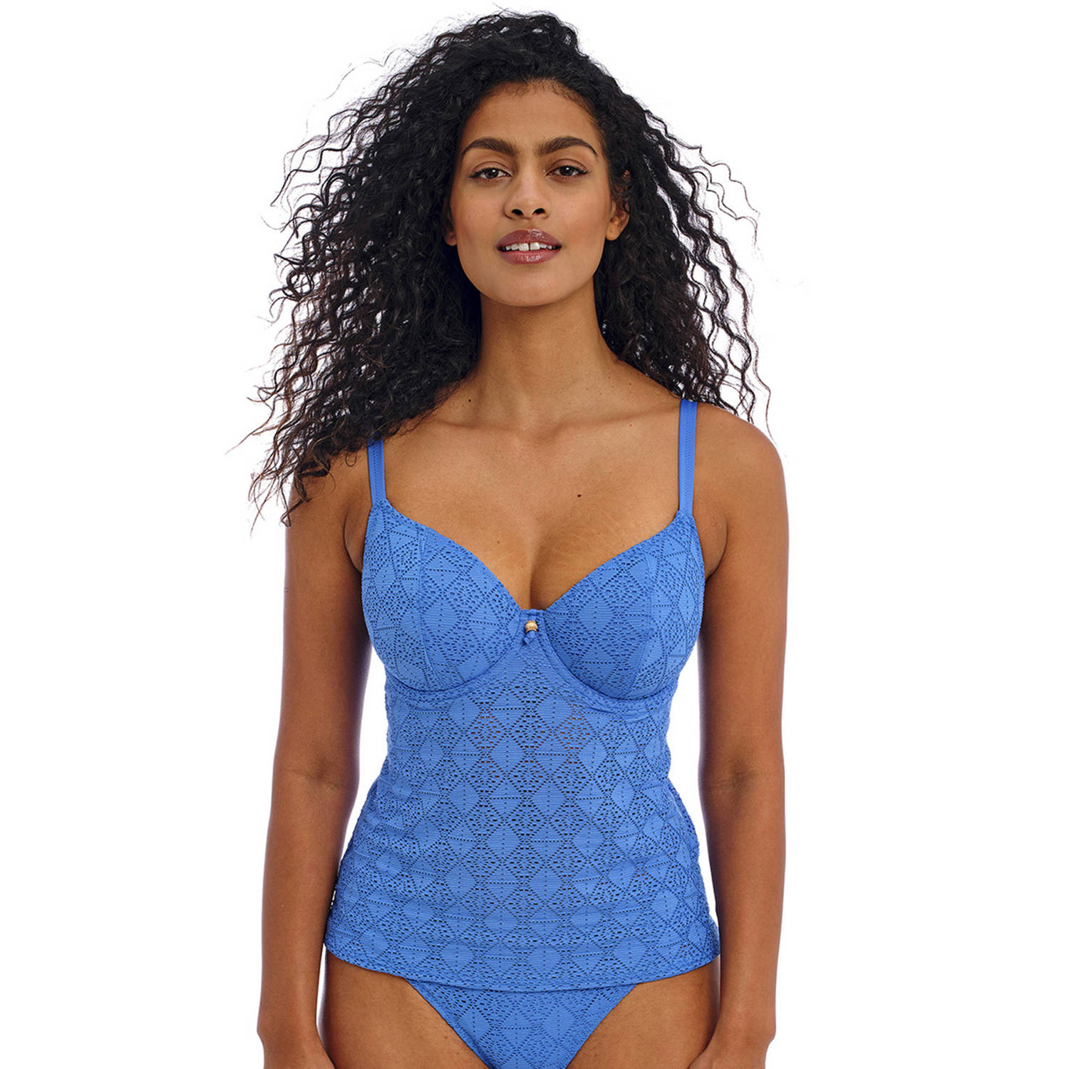 Freya niet-voorgevormde crochet tankini bikinitop Nomad Nights blauw