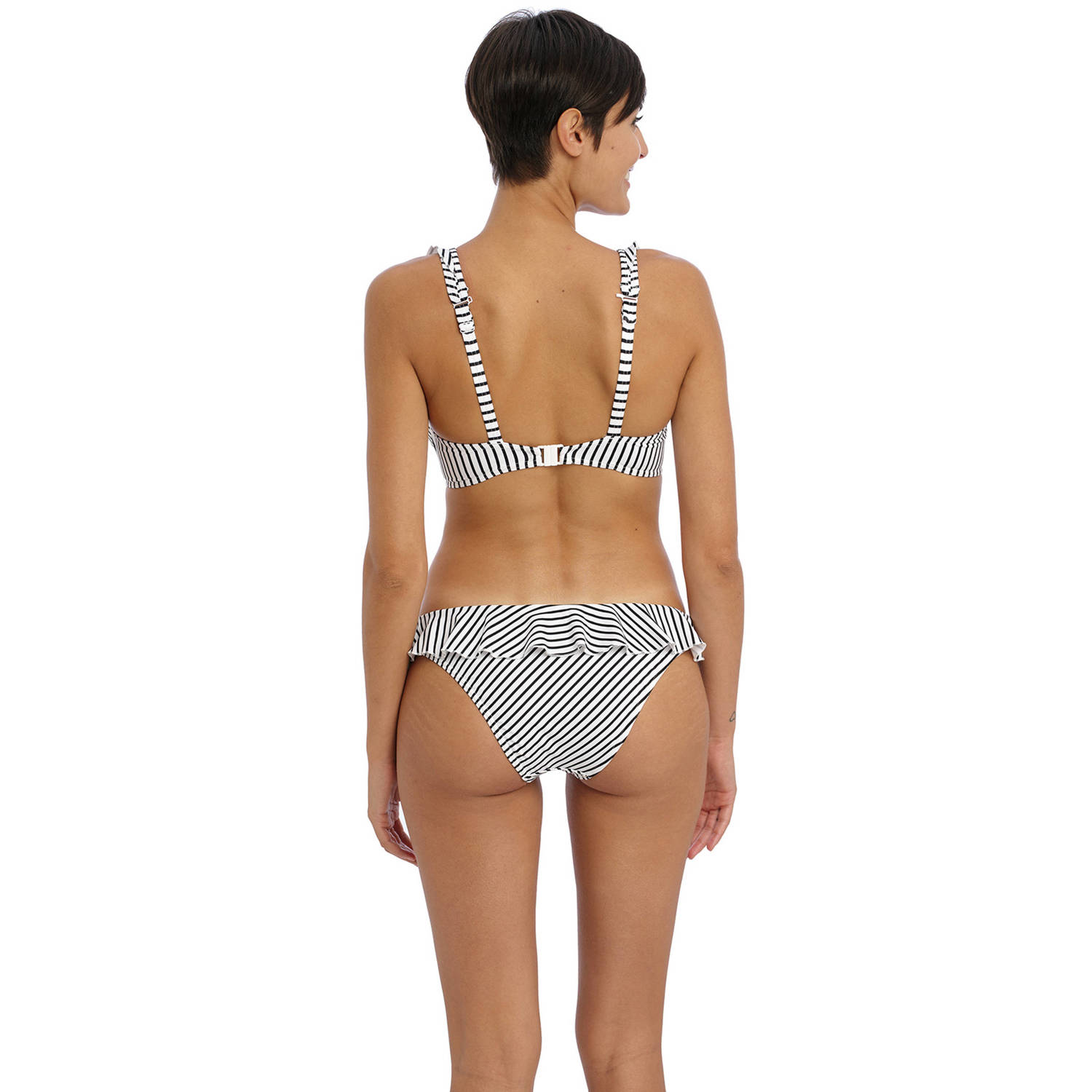 Freya niet-voorgevormde beugel bikinitop met ruches Jewel Cove zwart wit