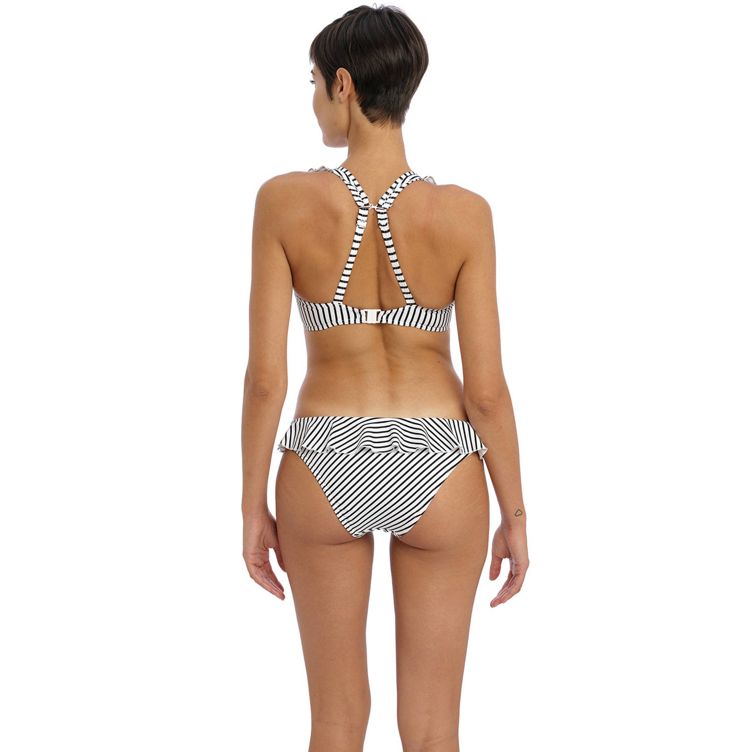 Freya niet-voorgevormde beugel bikinitop Jewel Cove met ruches zwart wit