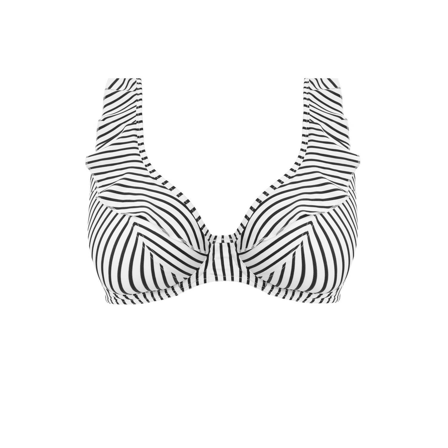 Freya niet-voorgevormde beugel bikinitop met ruches Jewel Cove zwart wit