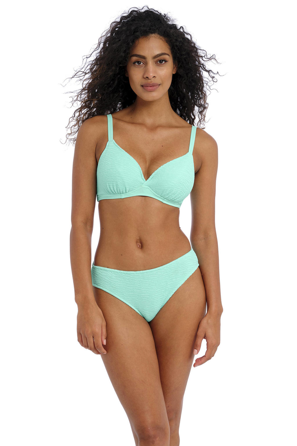 Freya niet-voorgevormde beugel bikinitop met textuur Ibiza Waves turquoise