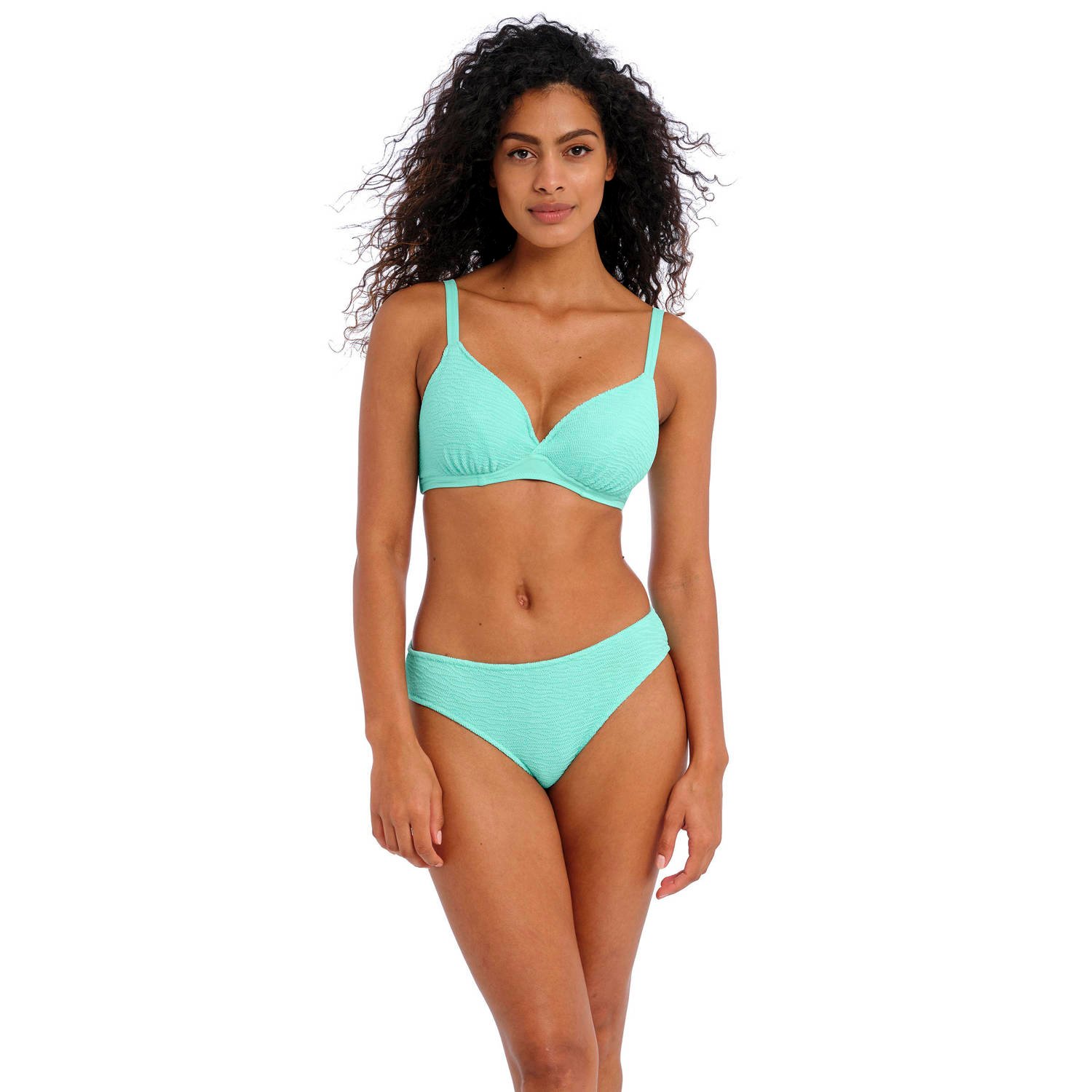 Freya niet-voorgevormde beugel bikinitop met textuur Ibiza Waves turquoise