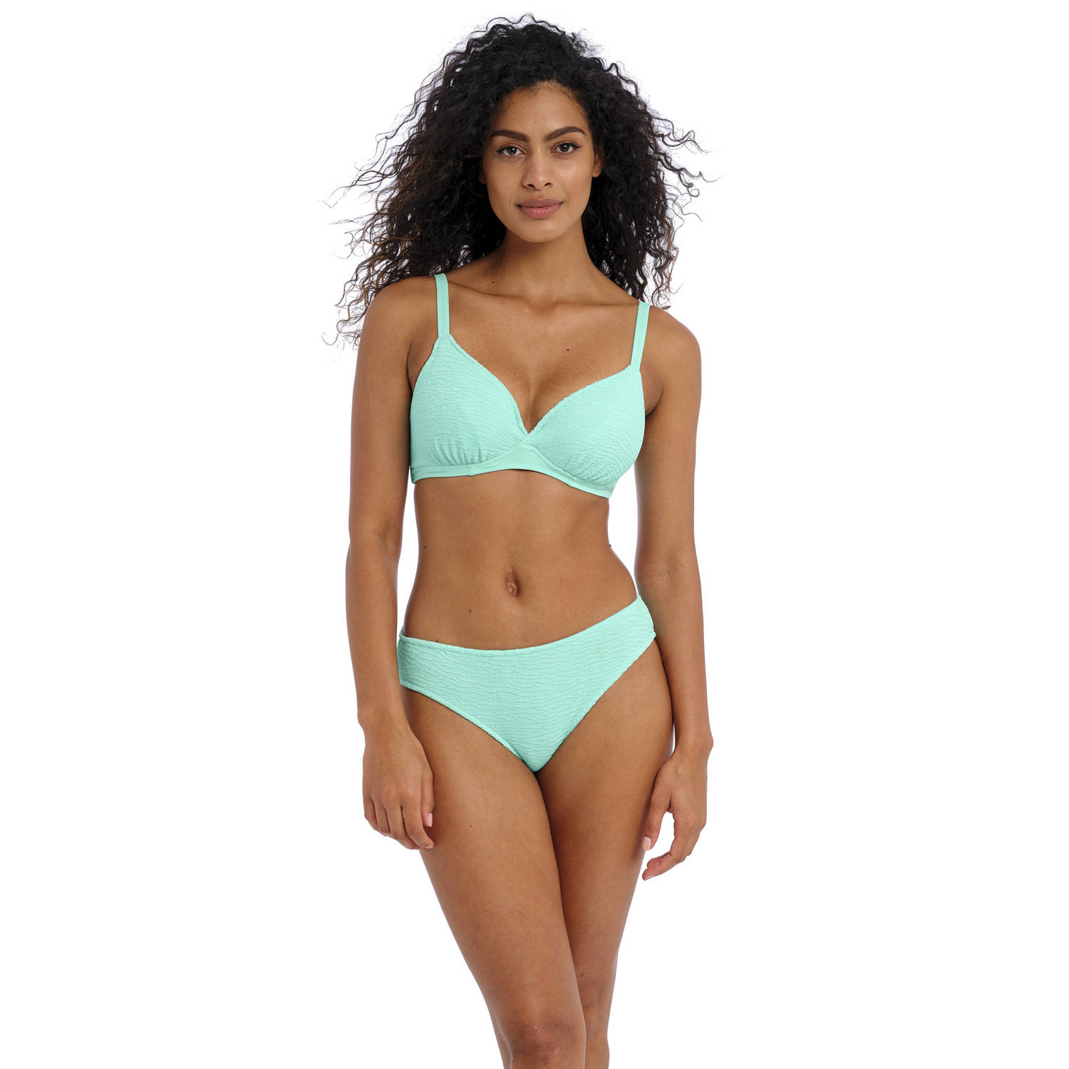 Freya niet-voorgevormde beugel bikinitop met textuur Ibiza Waves turquoise